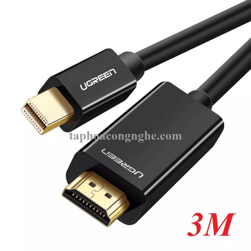 Ugreen 10455 3M màu Đen Cáp chuyển đổi Mini DP sang HDMI hỗ trợ phân phải 4K x 2K MD101 30010455